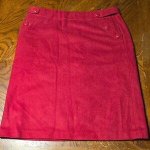 J. Crew Red Wool Blend Straigh Knee Length Skirt-  Size 8